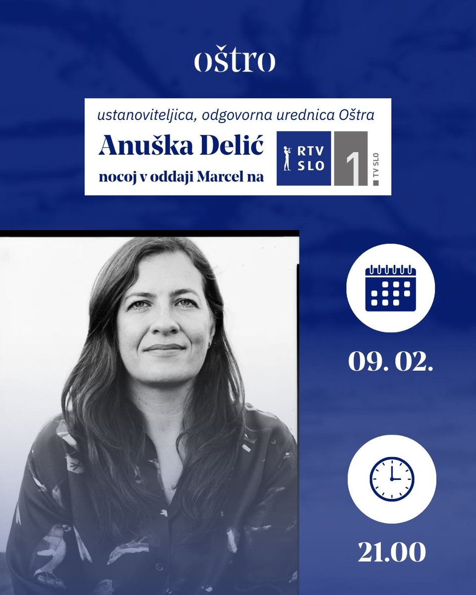 _ostro_'s tweet photo. Naša ustanoviteljica in odgovorna urednica 𝗔𝗻𝘂𝘀̌𝗸𝗮 𝗗𝗲𝗹𝗶𝗰́ bo nocoj gostja oddaje 𝗠𝗮𝗿𝗰𝗲𝗹 𝗻𝗮 @RTV_Slovenija, kjer bo govorila o 𝗘𝗽𝘀𝘁𝗲𝗶𝗻𝗼𝘃𝗶𝗵 𝗱𝗼𝗸𝘂𝗺𝗲𝗻𝘁𝗶𝗵. 🗃️

📅 09. 02., 🕛 21.00 – vabljeni k spremljanju! https://t.co/gR5fFUDlvE