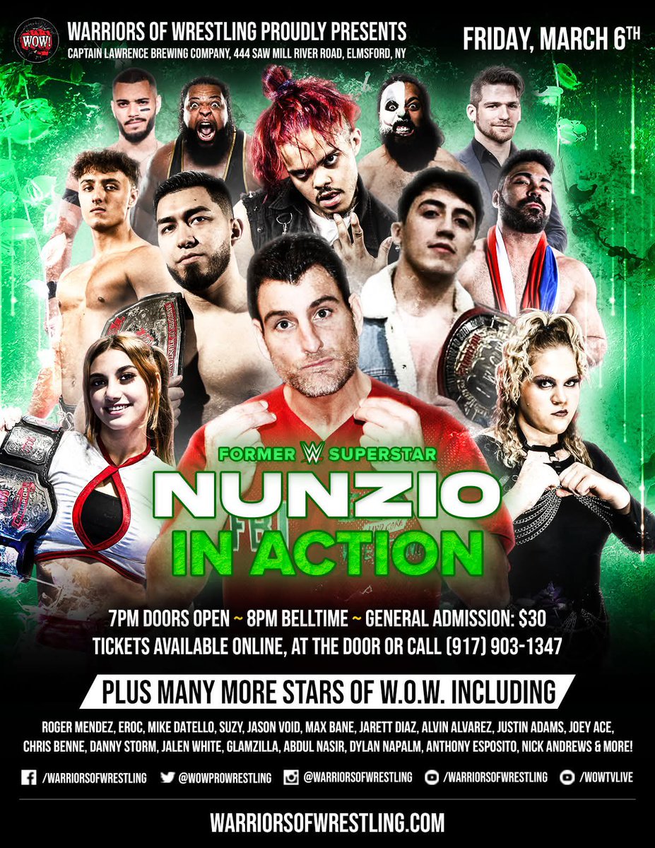 WOWPROWRESTLING's tweet photo. W.O.W presents "Battle at the Brewery" Captain Lawerence Brewing Company 444 Saw Mill River Road, Elmsford, NY Friday 3/6/26 - Doors 7pm Bell 8pm https://t.co/gdTVHcHfgz