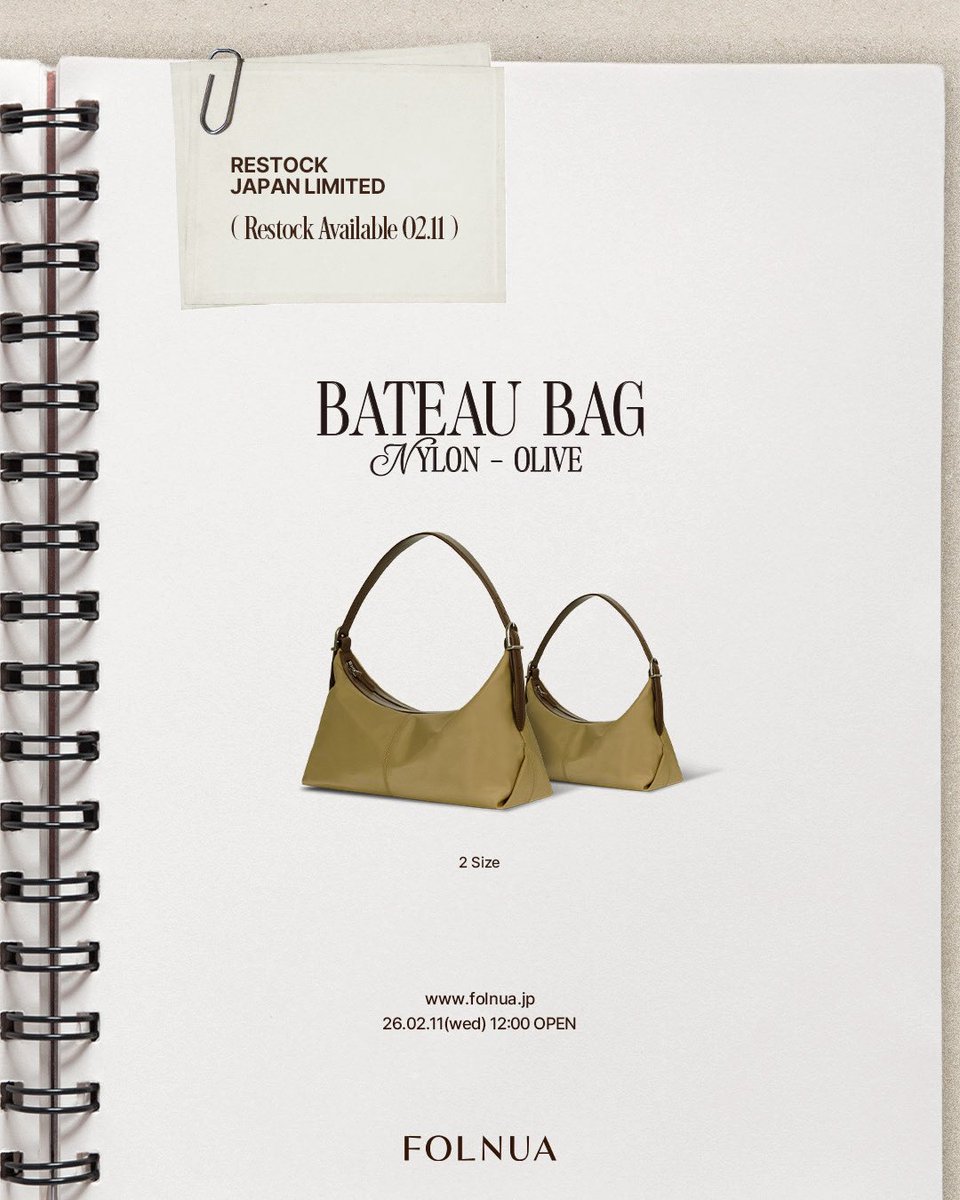 folnua_jp's tweet photo. Bateau Bag - Nylon Olive Restock🍃
大人気で完売だった
Bateau Bag / Mini Bateau Bag の
Nylon Olive が日本限定で待望の再入荷。
カジュアルと上品さを兼ね備えた、
マストハブアイテムです。
https://t.co/hwYtaEWCuK
#folnua #フォルニュア https://t.co/i6fiER3ShH
