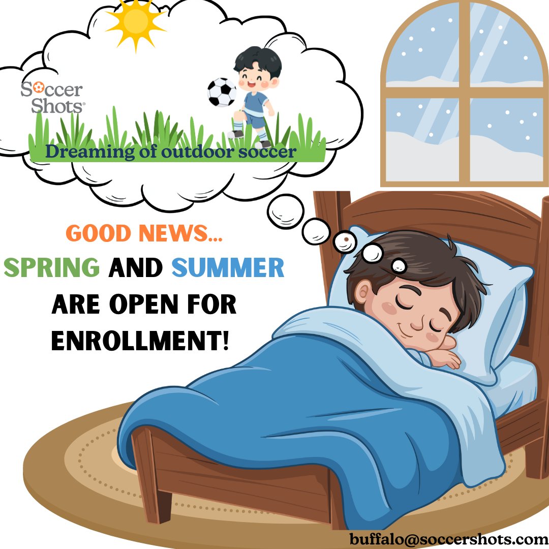 We are dreaming of sunshine-filled days so we can finally stop pretending we enjoy this 'cozy' weather." ⚽🌻⛅ Join us in dreaming... Spring and Summer sessions are open for enrollment!