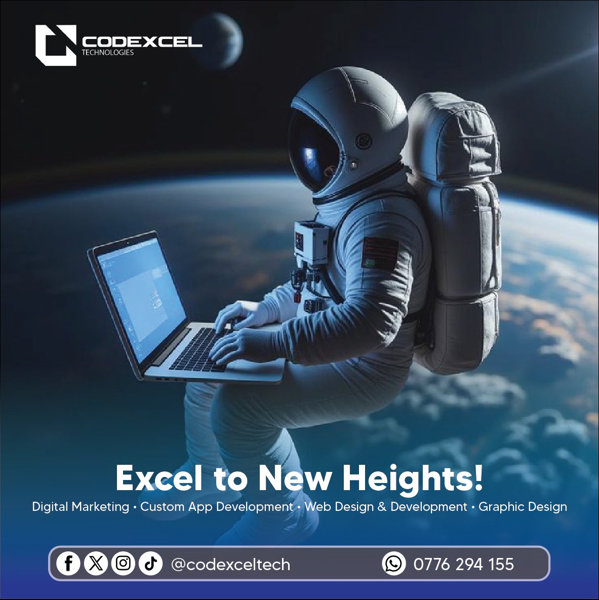 codexceltech's tweet photo. Excel to New Heights with Codexcel Technologies! Digital Marketing, App Development, Web Design &amp; Graphic Design. Reach for the stars! 📲 0776 294 155 @codexceltech #webdev #digitalmarketing #appdev #digitalsolutions #Codexceltech https://t.co/hESk2vgapa