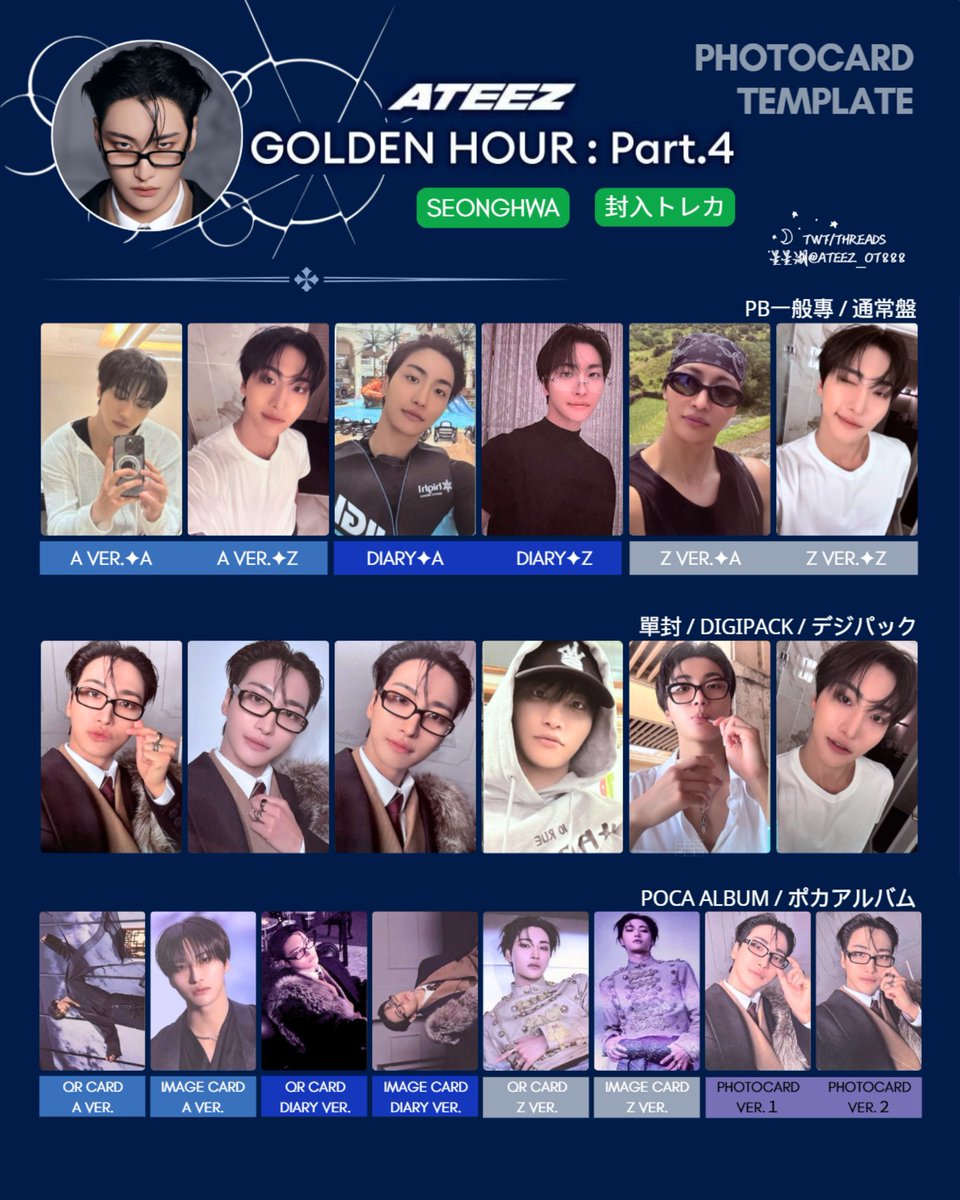 ATEEZ アチズ 에이티즈 GOLDEN HOUR : Part.4 Photocard Template