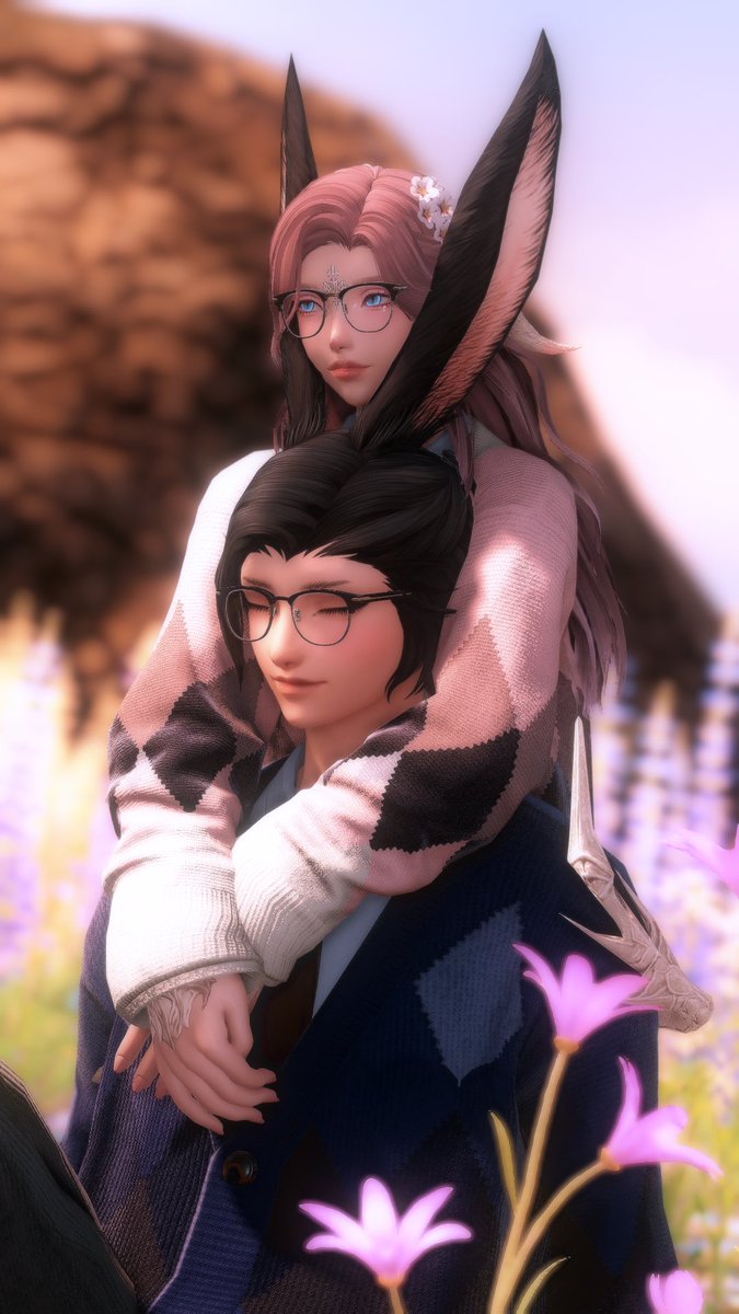 cozy sweaters with her favorite bnuuy — @tsukifurusato 🪻🤍

⋆˙⟡ #FFXIV ʚ #runasweets ʚ #GPOSERS #aura #viera