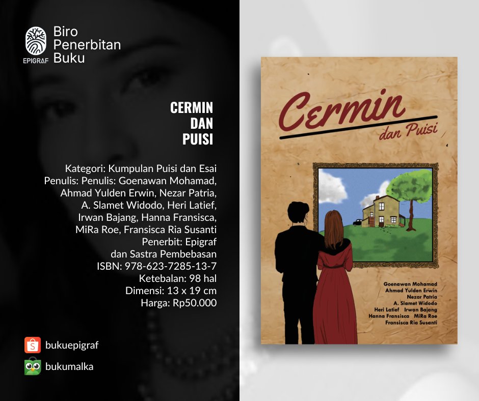 Tradisi dan sejarah di dalam puisi 8 penyair dan sebuah tulisan dari seorang jurnalis cum aktivis, adalah cerminnya kehidupan manusia berinteraksi dengan lingkungan hidupnya.
― Faisol Riza
Aktivis, politisi, pecinta seni dan budaya Indonesia.

Pemesanan:
linktr.ee/bukuepigraf