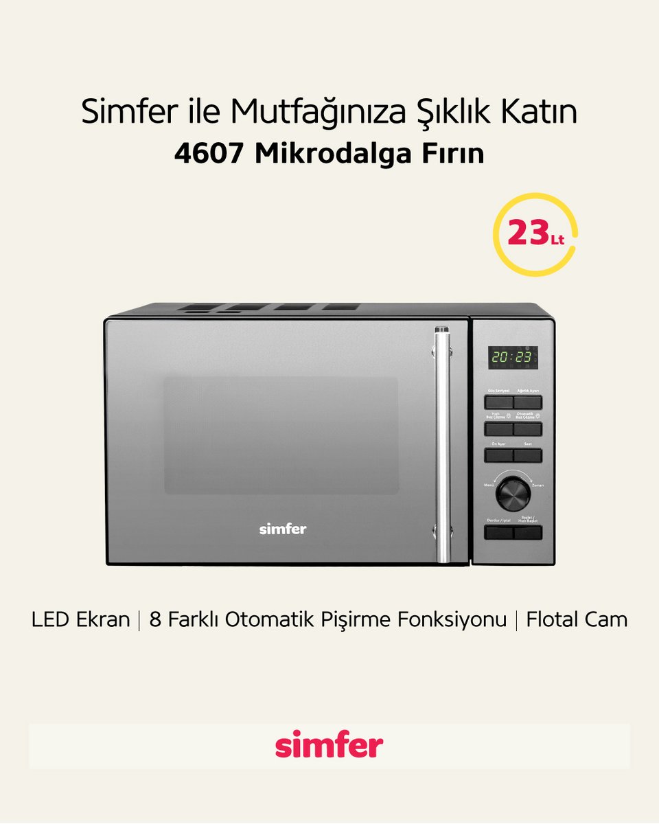 SimferTurkiye's tweet image. Flotal cam yüzeyiyle mutfağınızda şıklığı ve pratikliği bir arada sunan Simfer 4607 Mikrodalga Fırın! 🍽️✨

📌 Detaylı bilgi için: simfer.com.tr

#Simfer #MikrodalgaFırın #FlotalCam