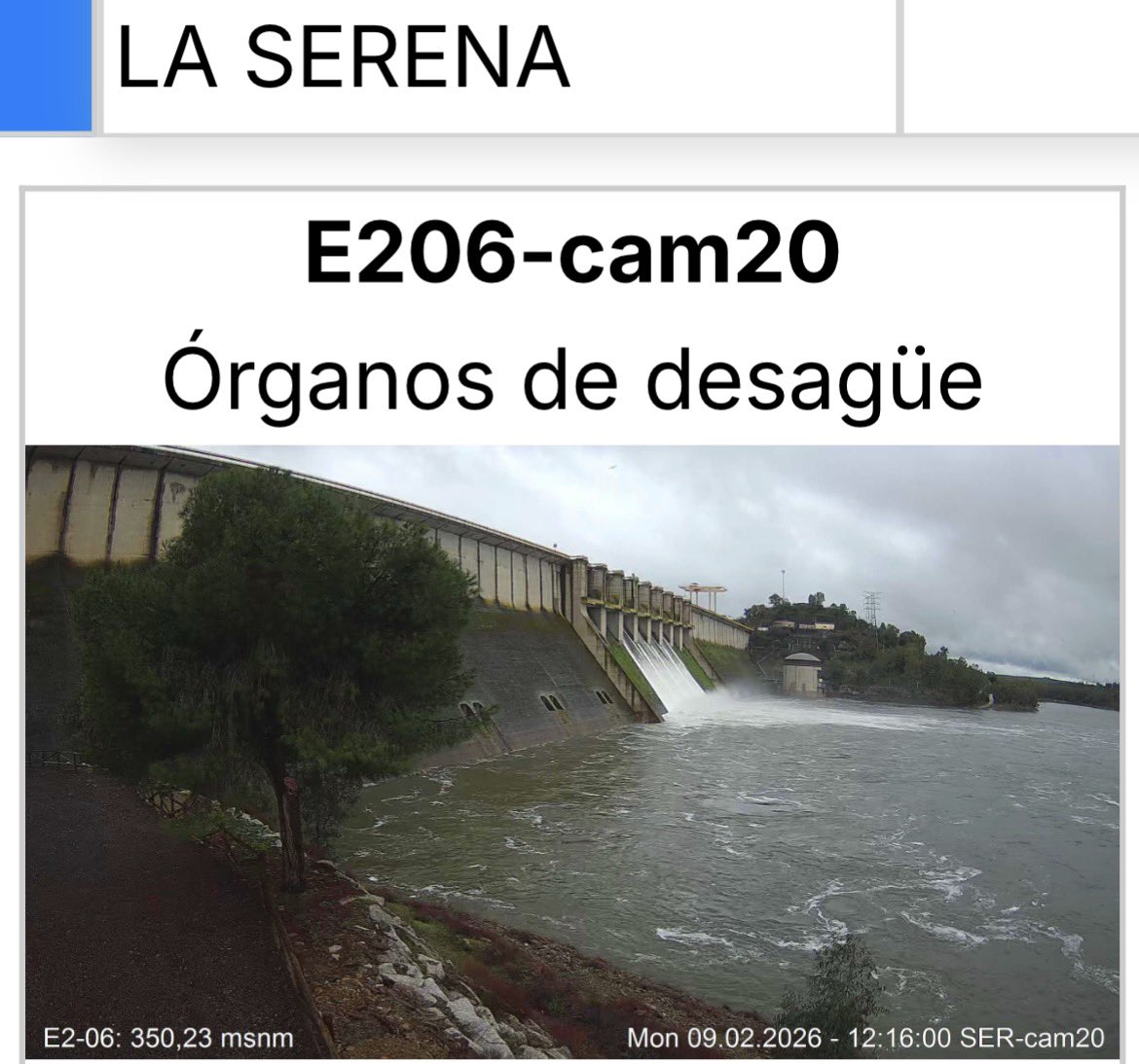 ‼️ Histórico. 

El embalse de La Serena, el más grande de España, ubicado en la provincia de Badajoz, desembalsando 

Webcam: siraguadiana.com/Z3/E2-06/VIDEO