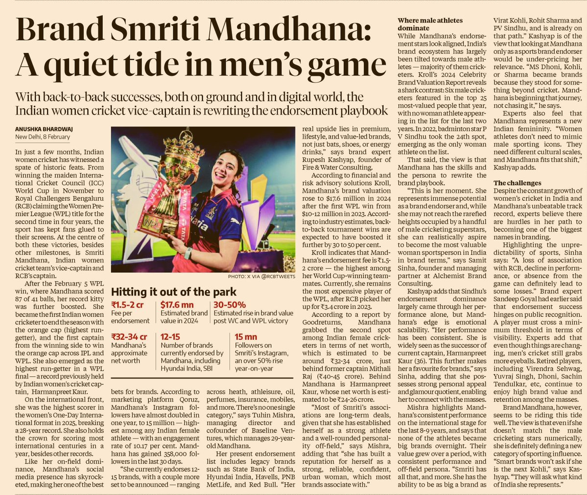 c_aashish's tweet photo. Brand Smriti Mandhana: A quiet tide in men's game https://t.co/qExnQpjisQ