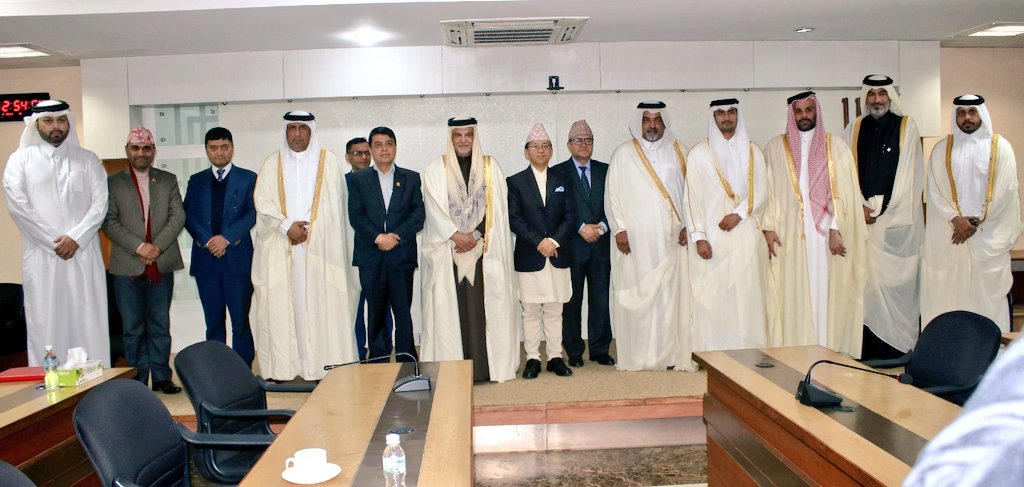 A 10-member delegation of Qatar Chamber of Commerce &amp; Industry, led by Board Member Mr. Mohamed bin Ahmed Al-Obaidly, which is on a 3-day visit to Nepal to attend the 1st Nepal-Qatar Joint Business Council Meeting, paid a courtesy call on Foreign Secretary Mr. Amrit Bahadur Rai