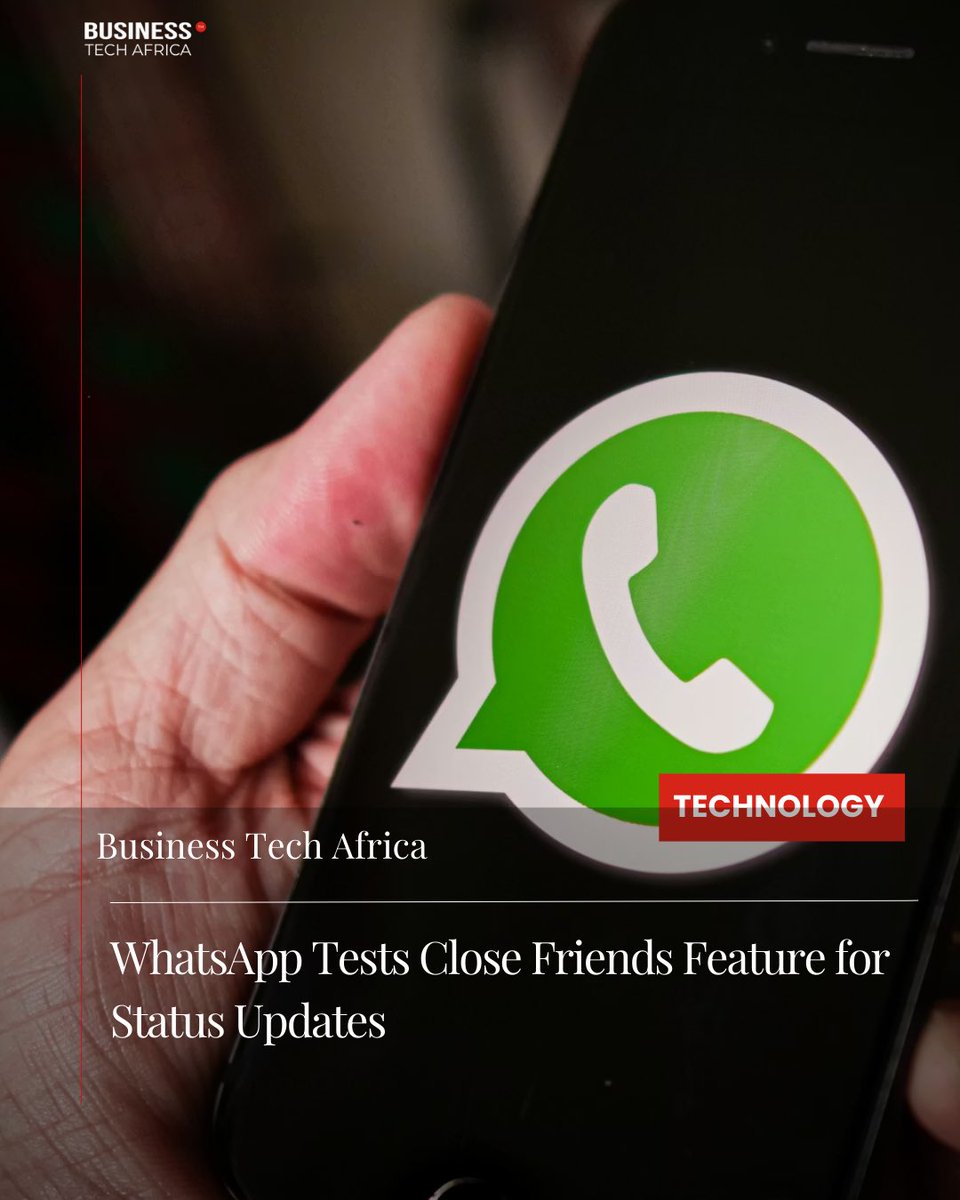 BusinessTech_SA's tweet photo. WhatsApp is developing a new feature that gives users more control over who can see their Status updates.

#Whatsapp #StatusUpdates #BusinessTechAfrica 

Read more: https://t.co/9SvbuPnjrI https://t.co/NhU8hjdk6A