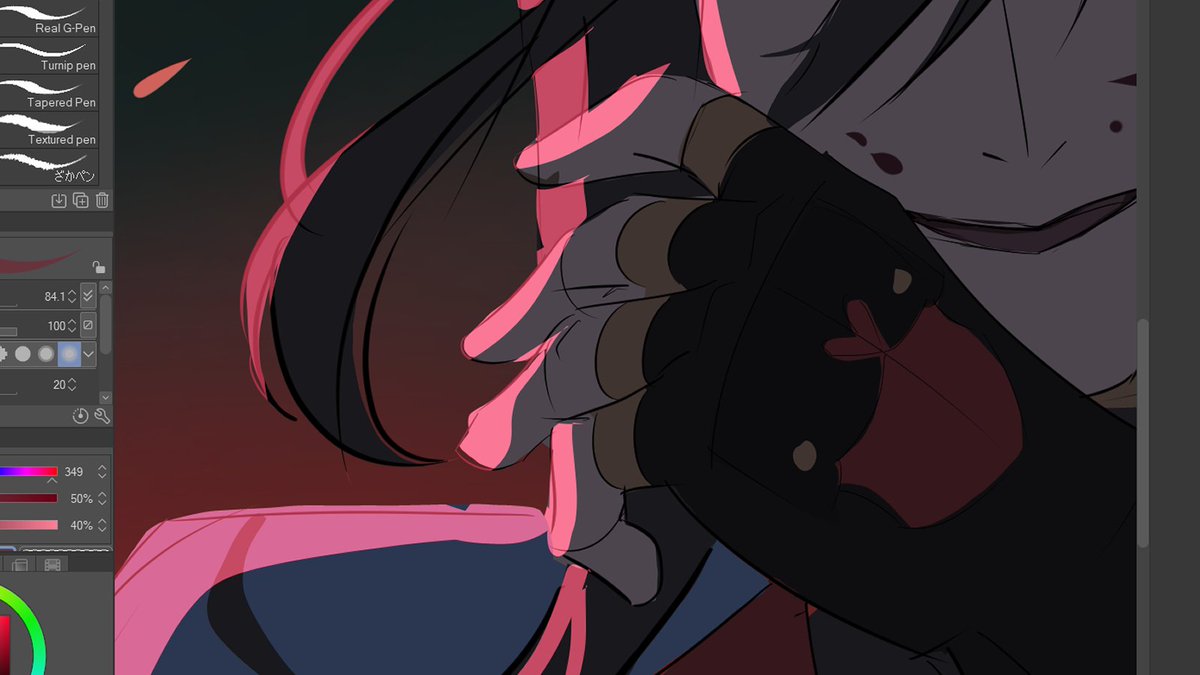 前から赤い光のある絵を描いてみたいと思っていました