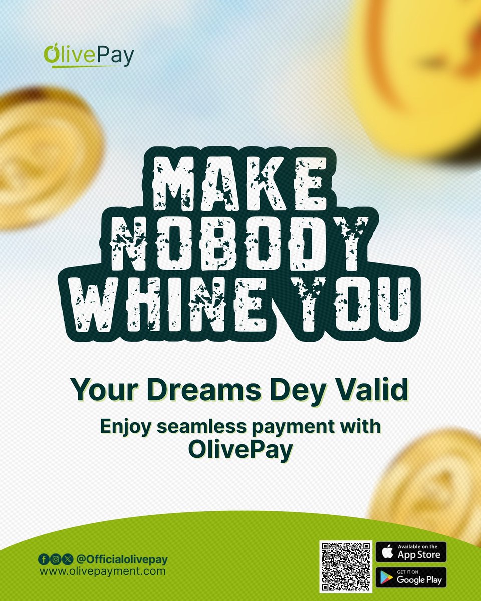 olivepayment's tweet photo. Your dreams of a smooth, uninterrupted life are valid, and it starts with how you pay.

✅ Fast Transfers
 ✅ Zero payment hitches
 ✅ Pure swag

Enjoy seamless payments with OlivePay this week. 🟢🚀

#OlivePay #SoftLife #NewWeek #StayInCharge https://t.co/ycYEnbZjRP