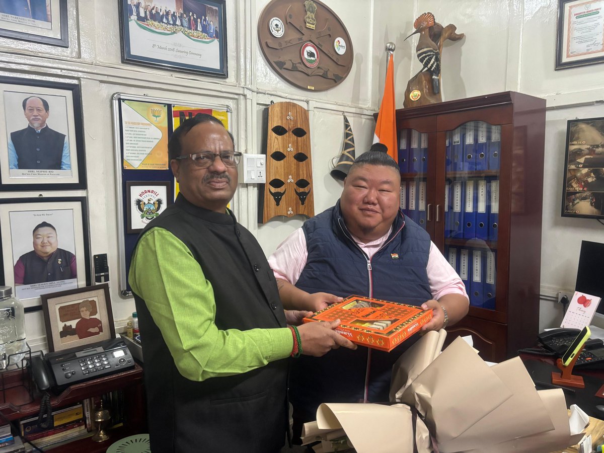 NagalandNit's tweet photo. A team from NIT Nagaland, led by Prof. (Dr.) A. ElaA team from NIT Nagaland, led by Prof. (Dr.) A. Elayaperumal, met Hon’ble Minister Shri Temjen Imna Along in Kohima to discuss NIT Nagaland’s growth and invite him to the NEP 2020 Symposium (28–29 Feb 2026)

#NITNagaland #NEP2020 https://t.co/5qhfVdbV8s