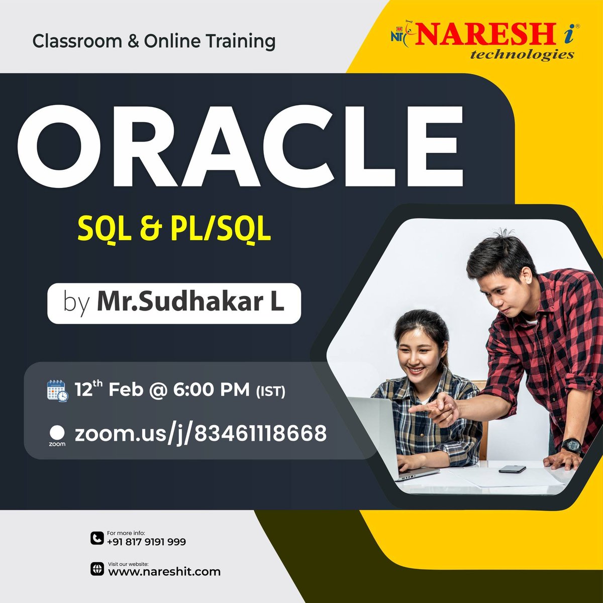 Prashanth_3699's tweet photo. 🚀 Master ORACLE SQL &amp; PL/SQL and level up your database skills!

👉 Register Now: https://t.co/PCeME8u7nT

👨‍🏫 Mr. Sudhakar L
📅 12 Feb 2026 | 6 PM IST

#Oracle #SQL #PLSQL #DatabaseTraining #Upskill https://t.co/hwnvHCfw0p