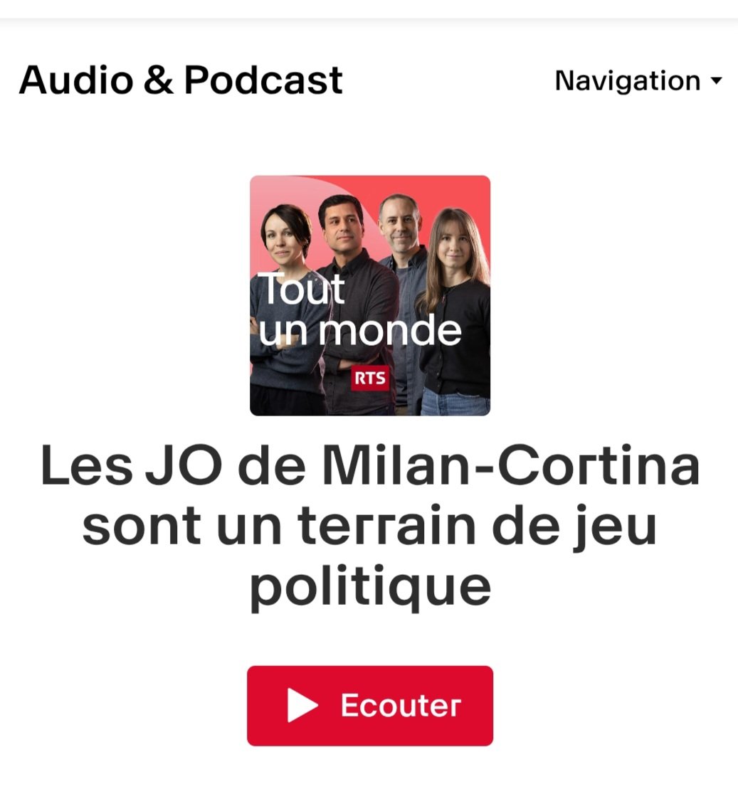 🎙Pourquoi les Jeux olympiques d’hiver 🏅❄️ sont-ils un terrain de jeu politique ?

🎿 C’est la question que j’ai décryptée pour la🇨🇭 <a href="/RadioTeleSuisse/">RTS</a> à propos des Jeux de Milan-Cortina 2026 🇮🇹 ⤵️

🇷🇺🇺🇦 D’abord, la guerre en Ukraine.
La Russie et la Biélorussie sont exclues du