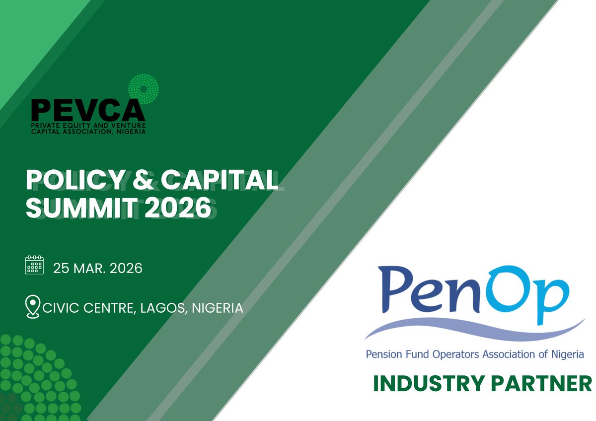 PEVCANG's tweet photo. ✨ @penopnig joins the PEVCA Policy &amp; Capital Summit 2026 (25 March, Lagos) as an Industry Partner.

A key focus this year: strengthening how domestic institutional capital supports long-term investment in Nigeria.

🔗 More info: https://t.co/ivr3SeokhS
#PEVCA #PolicyAndCapital https://t.co/pUBeGDLYUz