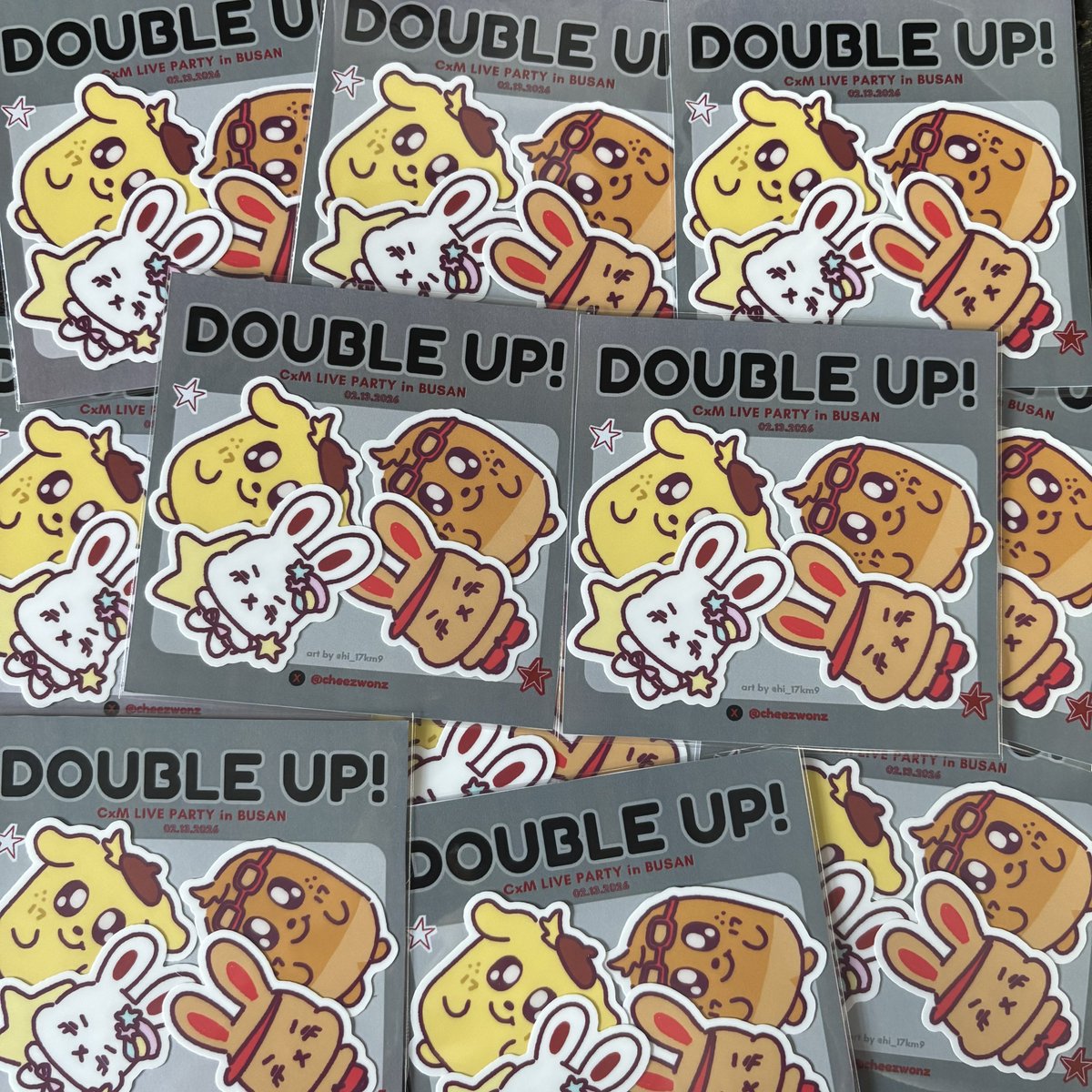 CxM [DOUBLE UP] LIVE PARTY in BUSAN
˖⋆⊹ CxM 부산콘 나눔 공지 ⊹⋆˖

쵯체리 김자 스티커 choitcherry kimja stickers!
art by <a href="/hi_17km9/">hi ★ valentine cms open!</a> 🌟💖

날짜 date: 2/13 (첫콘)
인증 verification: like &amp; rt
장소와 착장은 당일에 타래로 공지 loc &amp; attire tba in this thread ^^

#CxM #나눔