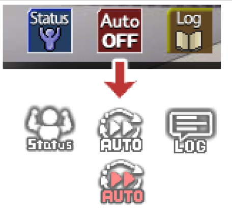 【シルフェイド学院物語リファイン中】
不透明度255で表示したら会話中の各種アイコンが目立ちすぎるので、目立ちすぎなくてちょっといいデザインのものを作ることに。
たぶんどんなゲームにでもよくある感じのアイコンができました。

文章のオート進行モードも付きますよ！
いやあ便利ですねえ、これ