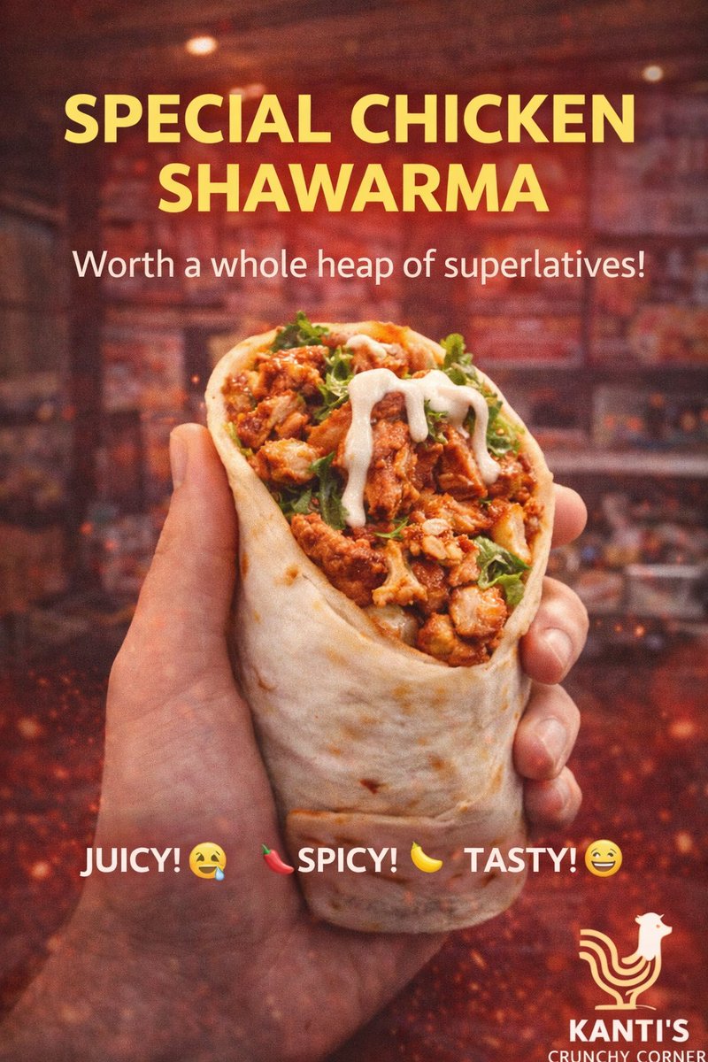 Offical_KKC's tweet photo. Nothing is more juicer and delicious than our chicken Shawarma not even the Epstein files. https://t.co/51Bu6KK5YR
