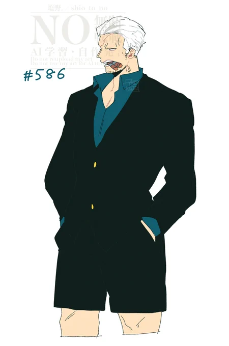らくがき 586話扉絵のハーフパンツすもやんは一生心に刻んでおきたい