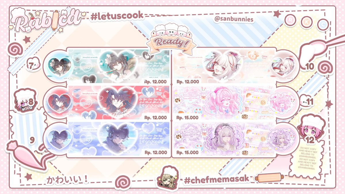 sanbunnies's tweet image. 🍎!𖦹ˎˊ˗ any interaction are cherised! 

hayii kita ada 18 ready stock hsr art terbaruu 👩‍🍳 yang bisa kamu take sekarang melalui dm 💌 happy shopping ˶ᵔ ᵕ ᵔ˶

🍰 : #zonauang #zonaba #zonajajan