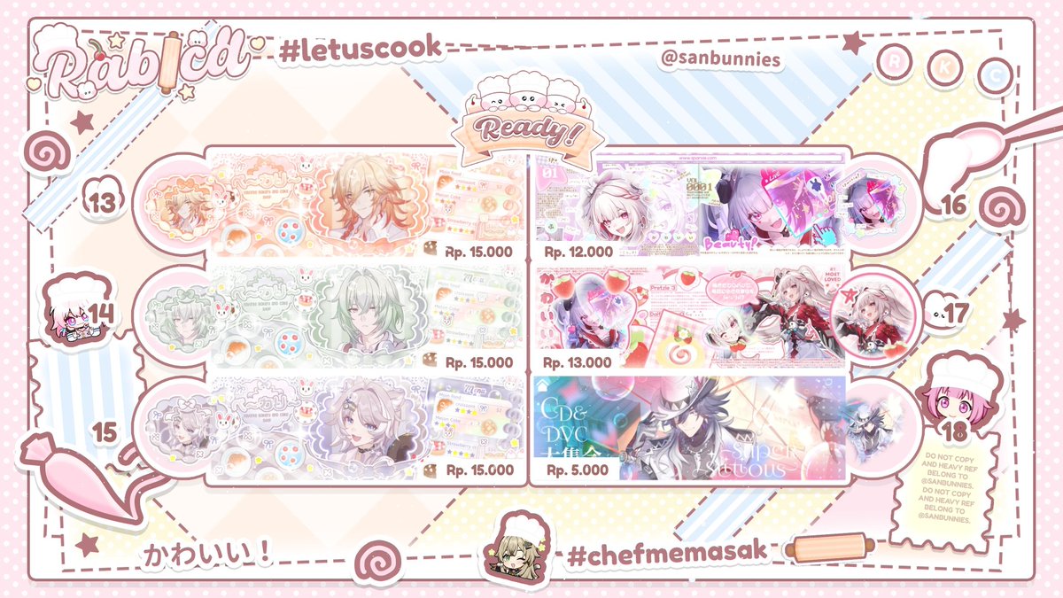sanbunnies's tweet image. 🍎!𖦹ˎˊ˗ any interaction are cherised! 

hayii kita ada 18 ready stock hsr art terbaruu 👩‍🍳 yang bisa kamu take sekarang melalui dm 💌 happy shopping ˶ᵔ ᵕ ᵔ˶

🍰 : #zonauang #zonaba #zonajajan