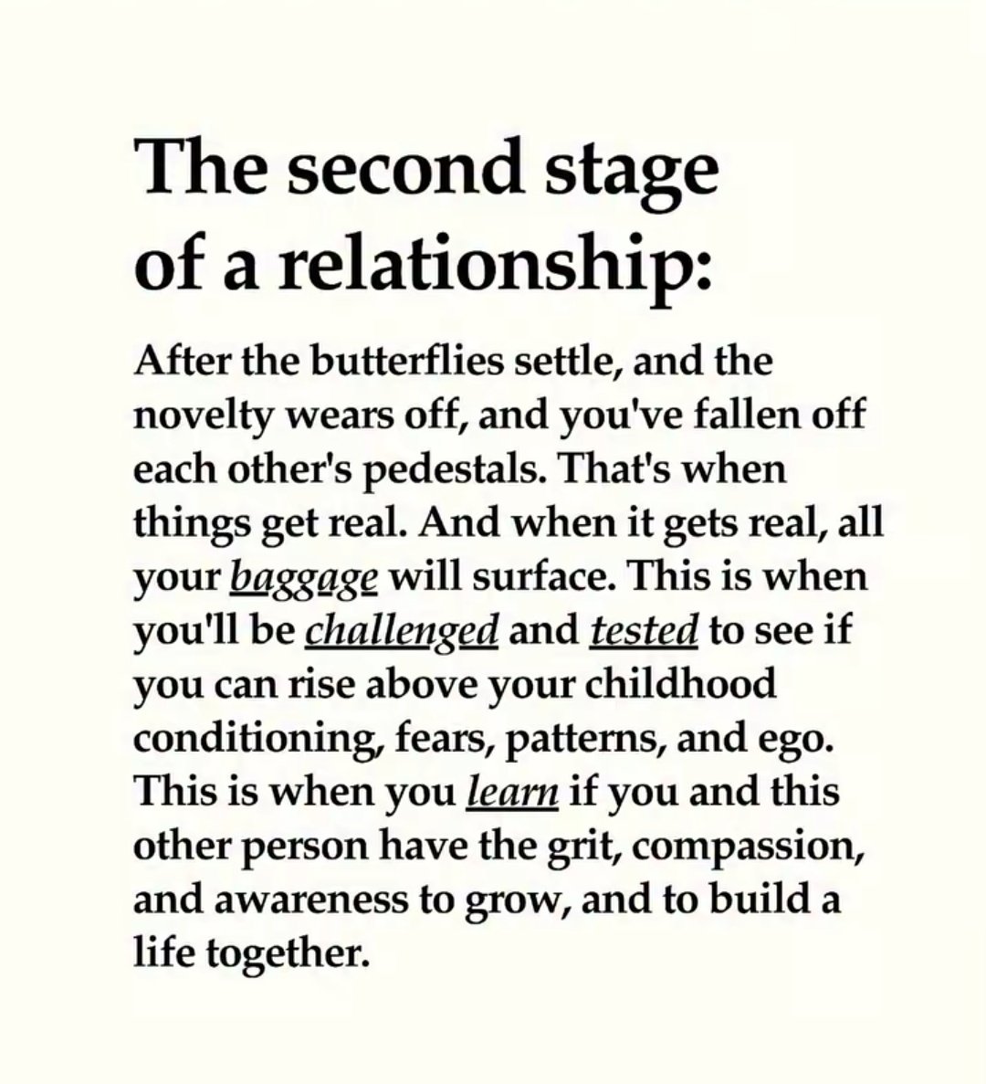 The second stage of a relationship: