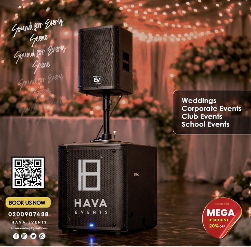 havaevents's tweet photo. We are back💃🏻💃🏻 and with a mega discount and best sounds this month of love for your every event. #havaeventsug #HAVAEvents #SoundForEveryScene #ValentinesDay https://t.co/zk3gRoCMbu