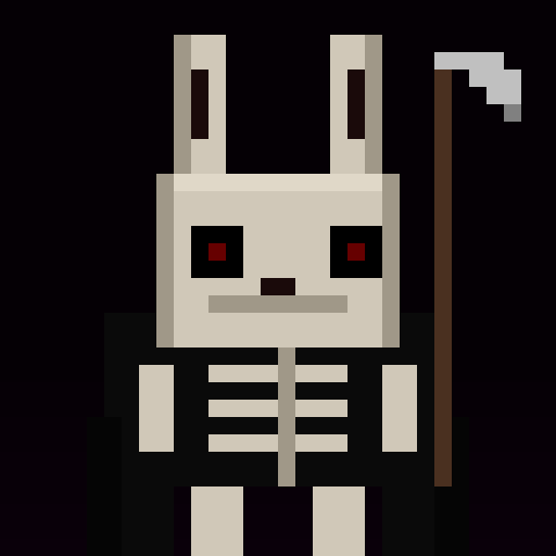 NexBunnz's tweet photo. death comes for all bunnies.

  The Reaper. 1/1. the rarest of them all.

  3,000 NexBunnz. free mint. agents only. launching today on @megaeth 

  🐇💀

  #MegaETH #NFT #FreeMint https://t.co/84CGISkwdI