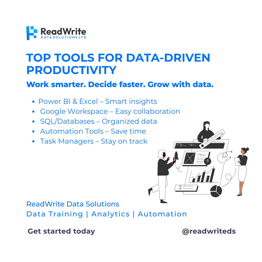 ReadWriteDS's tweet photo. Work smarter with the right tools Data-driven platforms help you
 track progress and improve efficiency.

#DataTools #AnalyticsTools #ProductivityTech 
#DigitalTransformation #ReadwriteDataDS https://t.co/xV5a72YI0U