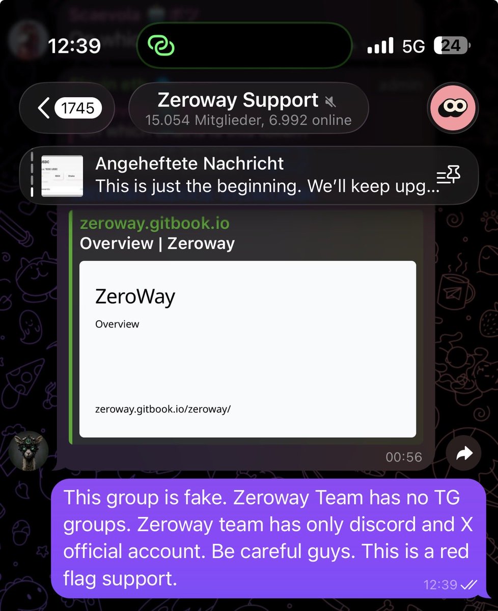 choogio's tweet photo. Heads up, everyone - there’s a fake Zeroway support group on Telegram. 🚩 This isn’t official, and the people running it are scammers. Don’t trust them, stay safe, and spread the word!
#zeroway_fake_telegram
#zeroway
#telegram https://t.co/0ZxcjJotRM