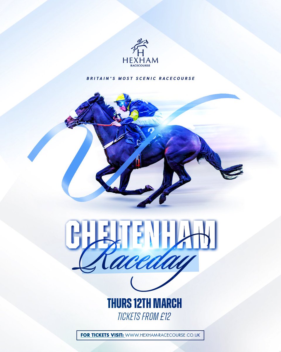 Our first meeting of 2026 is just around the corner…

Thursday 12th March - Cheltenham Raceday.

7 exciting races including the BK Racing Hexham Marathon!

All the action from Cheltenham on the big screen &amp; TV’s.

Ticket prices unchanged - starting at £12 (£10 concessions).
