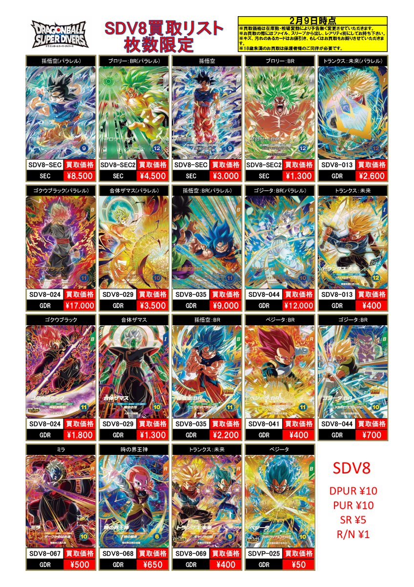 1/26 ダイバーズ買取情報🐉 【 #SDV8】 SDV8-SEC #孫悟空 パラレル