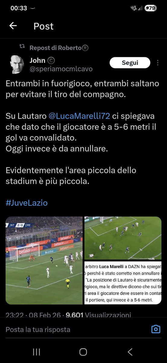 lasers05's tweet photo. @LucaMarelli72 Buongiorno Sig Marelli... mi.potrebbe indicare cortesemente quando e' stato modificato il il regolamento sul fuorigioco? https://t.co/wZJnB5lRTJ