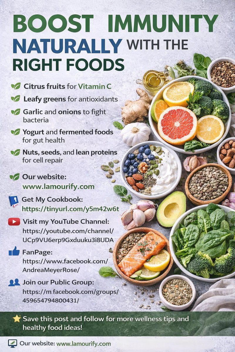 andreaa_carlos's tweet photo. Boost your immunity naturally with the right foods 🥦🍋
Eating nutrient-rich meals helps strengthen your immune system, improve energy levels, and support overall wellness. Small daily food choices can make a big difference.
🌿 Website: https://t.co/gxCQAthgtt https://t.co/HyAs5WAtO3