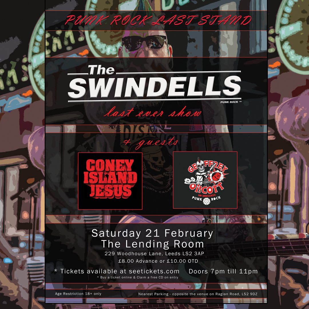 The_Swindells's tweet photo. The Swindells will be bowing out with one final show. A punk rock party with special guests at The Lending Room, Leeds on Satuday, 21 February. Doors 7pm. Get Your Ticket:
https://t.co/iCDWAfxd9Q https://t.co/rWI64eyNkq