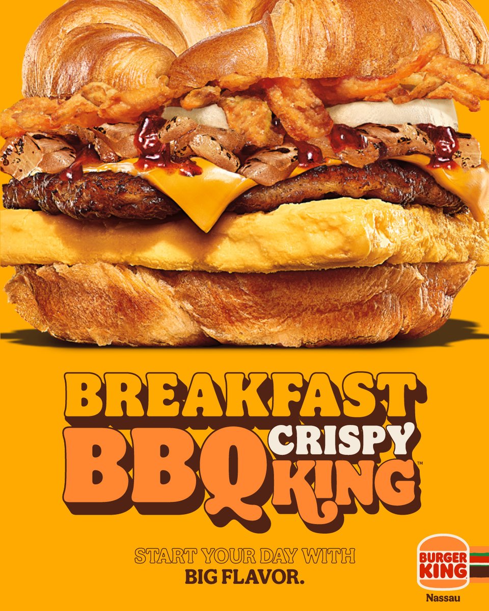 Breakfast, but make it BOLD. 
Try the NEW BBQ Crispy Croissan’wich!
Start your day with big flavor. 🔥

#BKBreakfast #breakfast #croissanwich