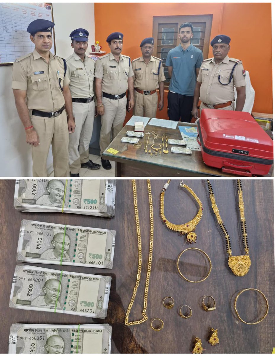 rpfswrsbc's tweet photo. On 08.02.2026 RPF Yelahanka promptly acted on a Rail Madad complaint &amp; recovered a passenger’s lost trolley bag @ Yelahanka Rly Stn containing gold jewellery &amp; cash valued at ₹19 lakhs, which was safely handed over to the rightful owner
#Amanat
@RPF_INDIA @SWRRLY @rpfswr @drmsbc https://t.co/Y8atTNqAZu