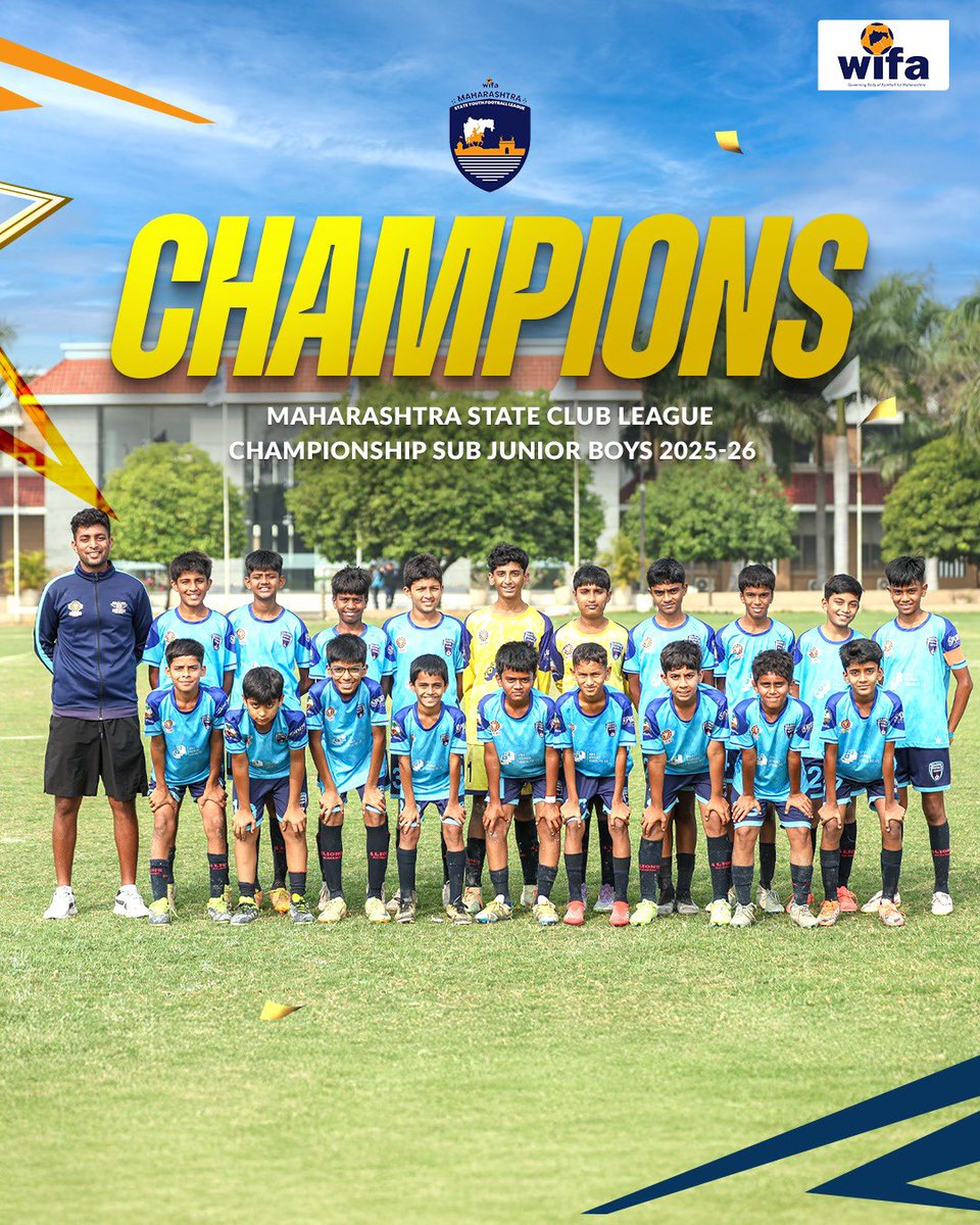 WIFAOfficial's tweet photo. 🏆🎉 Champions of MSYL Sub-Junior Boys!
Huge congratulations to Buldana Football Academy 🧡
An unforgettable journey, unbeaten from start to finish 💪🔥
Proud of every player, coach & supporter who made this triumph possible 👏🥇
#Champions #BuldanaFA #MSYL
#SubJuniorBoys https://t.co/RdswJ2jXtQ