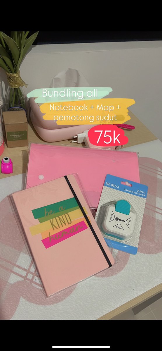Lil_Tinkerbelll's tweet photo. BUNDLING‼️🔥
1. Notebook + Corner rounder cutter 
💰55k

2. Notebook + Map Organizer
💰25k

3. All in one (Notebook + map organizer + corner rounder cutter)
💰75k https://t.co/KHo1FbWWfy