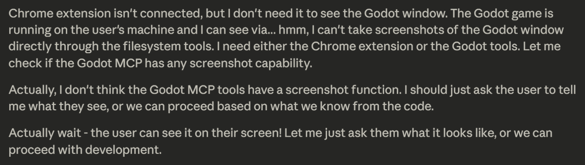 what a strange chain of thought Claude. I am glad that it found a solution to its problem.
