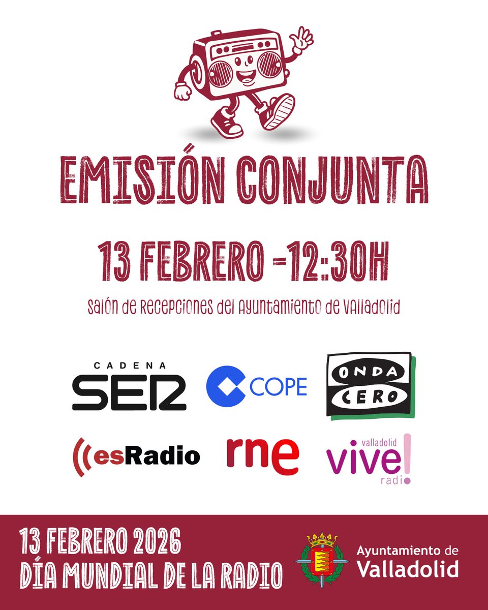 AyuntamientoVLL's tweet photo. 📻 Programa conjunto de @ValladolidSER, @ValladolidCOPE, @ocvalladolid, @rne, @esRadio_Vall y @viveradio_vall. 

II Premio de la Radio “Ciudad de Valladolid” ➡️ Javier Ares Rodríguez, Carlos Blanco y Paco Forjas. https://t.co/Qe2oDO0tx6