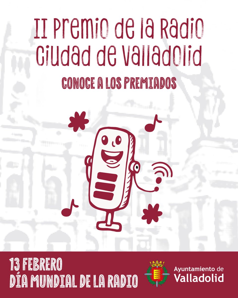 AyuntamientoVLL's tweet photo. 📻 Programa conjunto de @ValladolidSER, @ValladolidCOPE, @ocvalladolid, @rne, @esRadio_Vall y @viveradio_vall. 

II Premio de la Radio “Ciudad de Valladolid” ➡️ Javier Ares Rodríguez, Carlos Blanco y Paco Forjas. https://t.co/Qe2oDO0tx6