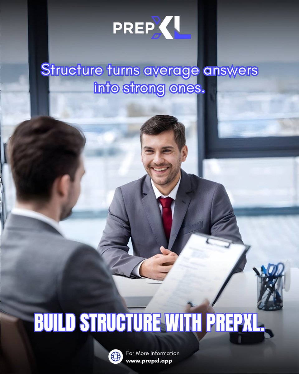 prepxlapp's tweet photo. Strong answers don’t happen by chance.
They’re built with structure.

Build yours with PrepXL.

#InterviewSuccess #PrepXL #CareerReady #JobSearch #skillsbuilding https://t.co/NwA9PsucoM