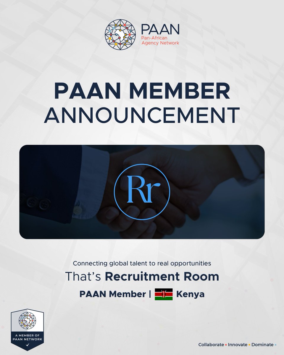 Meet <a href="/RR_Kenya_254/">Recruitment Room</a>, a talent &amp; payroll solutions company making hiring seamless, compliant, and accessible, locally and globally. Recruitment Room is building bridges between exceptional talent and forward-thinking businesses.

We’re proud to welcome them to the #PAAN network.