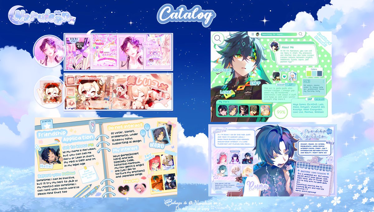Narulean's tweet image. Help repost? Thanks💙

Halo~ Naru OPEN REQUEST ALL CATALOGUE dengan diskon 20% untuk 3 orang pertama! 😻 Avail inrush~ prici bisa diintip di ALT😘Untuk form dan tnc ada di link padlet di bawah^^ pastikan sudah baca dengan cermat yaa💙 Scroll for more. 

#zonauang