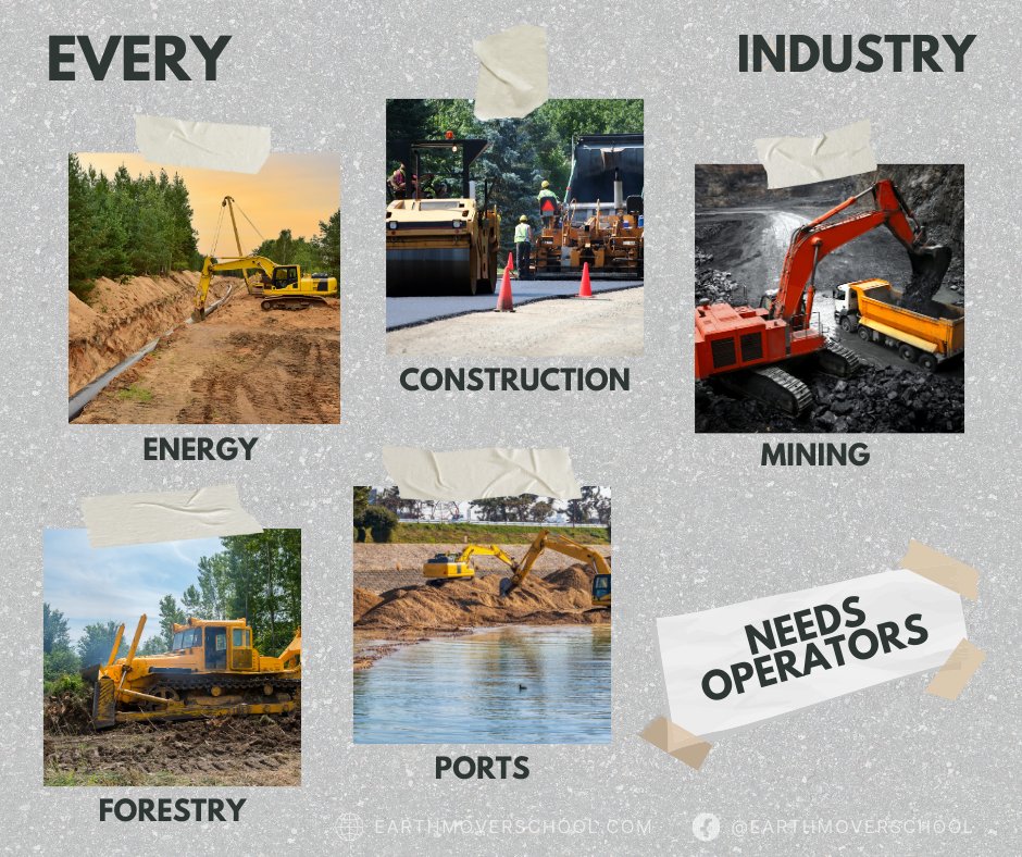 HeavyEquipFL's tweet photo. Construction, mining, forestry, ports, energy: every industry needs operators. Your skills are universal. #OperatorStrong #CareerDriven #SkillsThatPay https://t.co/PUnuD6PV6r