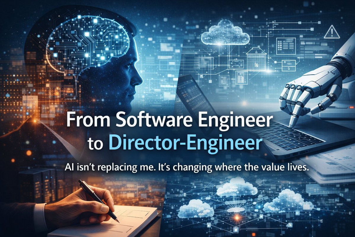 JohnMerrick's tweet photo. As a senior engineer, I’m writing less code than ever and shipping better systems than ever.
AI didn’t replace me. It promoted me.
The job is no longer typing. It’s deciding 𝘸𝘩𝘢𝘵 𝘴𝘩𝘰𝘶𝘭𝘥 𝘦𝘹𝘪𝘴𝘵, 𝘩𝘰𝘸 𝘴𝘢𝘧𝘦𝘭𝘺, and at what risk. https://t.co/wrpWFpDb7M