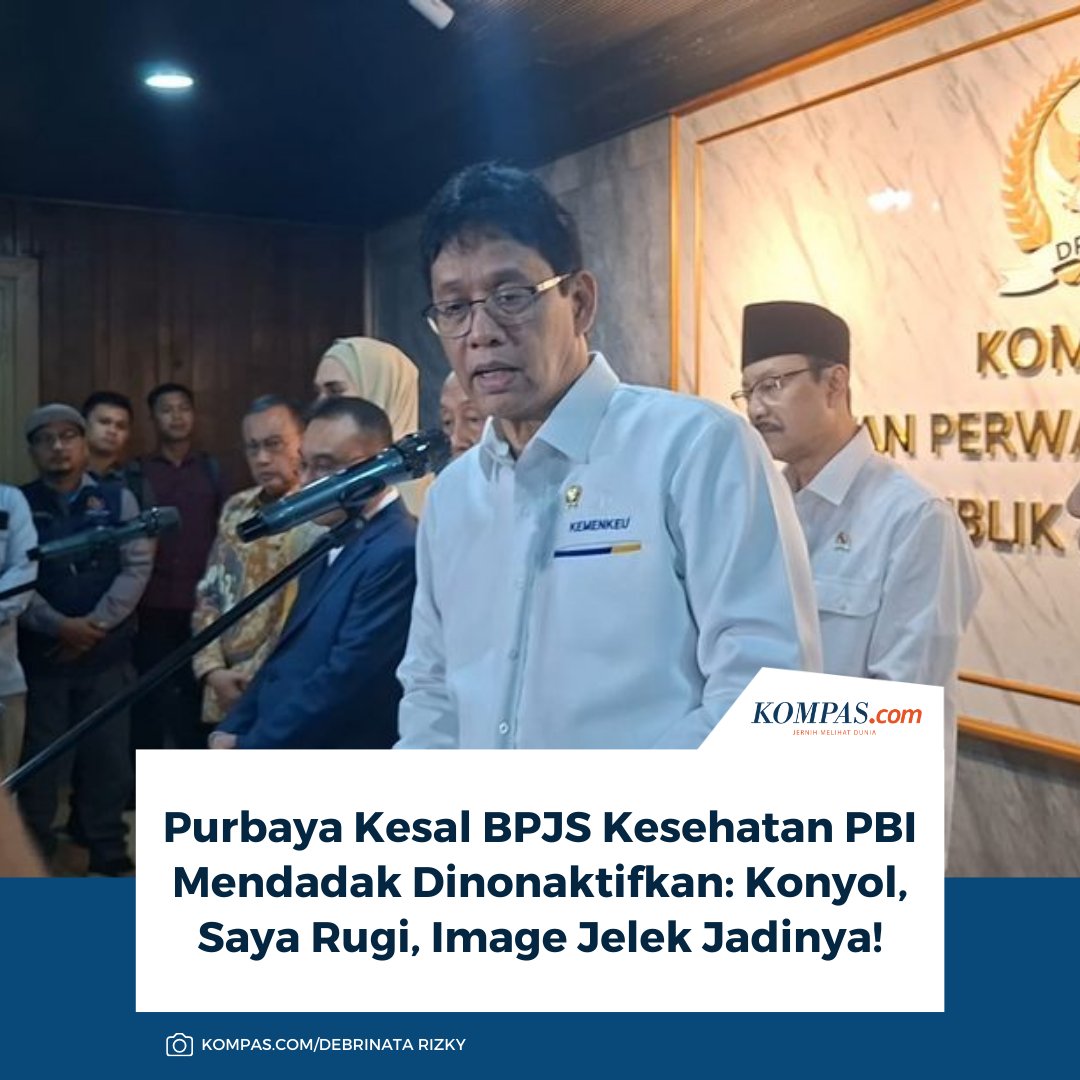 kompascom's tweet image. Menteri Keuangan (Menkeu) Purbaya Yudhi Sadewa mengutarakan kekesalannya mengenai penonaktifan 11 juta kepesertaan BPJS Kesehatan Penerima Bantuan Iuran (PBI).

Baca di sini: nasional.kompas.com/read/2026/02/0…

~AA #Purbaya #PBI