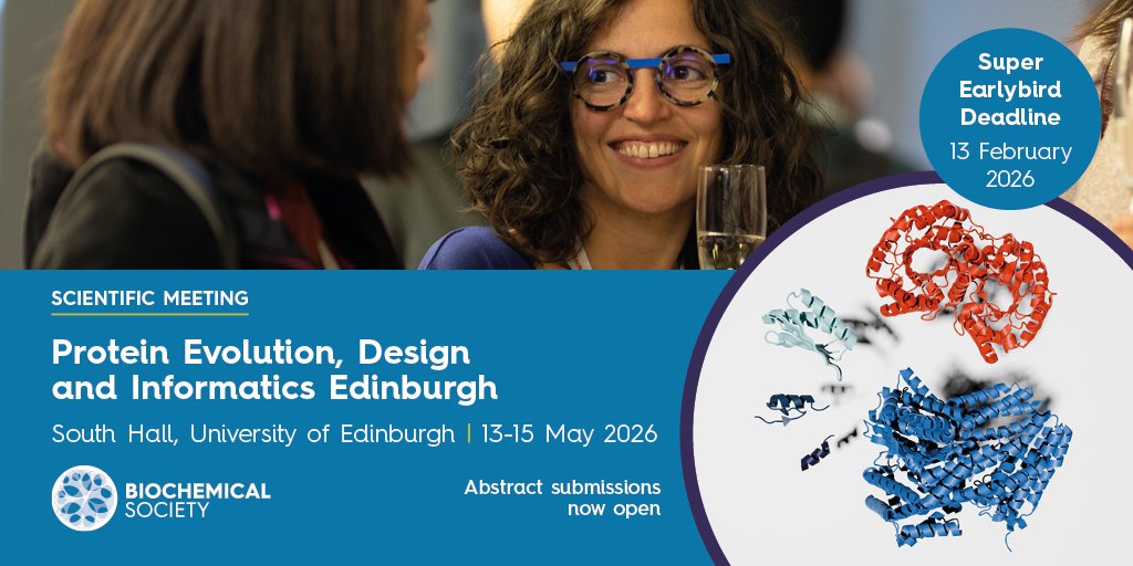 BiochemSoc's tweet photo. Don’t miss out! Save £100 by registering before 13 February for Protein Evolution, Design and Informatics Edinburgh. This conference unites academia, industry, and early-career researchers to explore breakthroughs in protein evolution and more!  https://t.co/bhUVMYy38V https://t.co/UUk27U3p7I