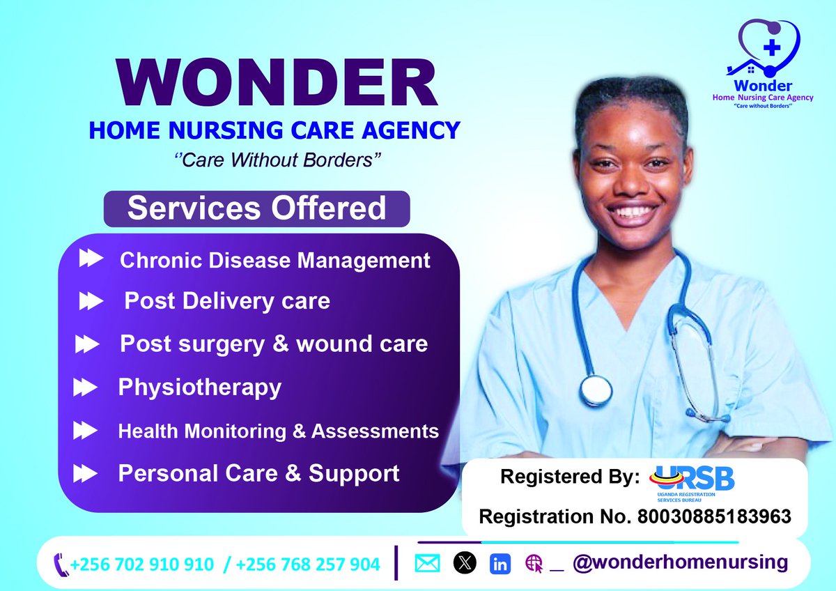 TTssentaayi's tweet photo. @MinofHealthUG Standing with the Ministry of Health to turn awareness into action ๐
At Wonder Home Nursing Care Agency, we support families through stigma-free care, community education, and compassionate home-based nursing across Uganda.
#HealthForAllUG #CommunityHealth #EndStigmaUG https://t.co/FCD135LZkI